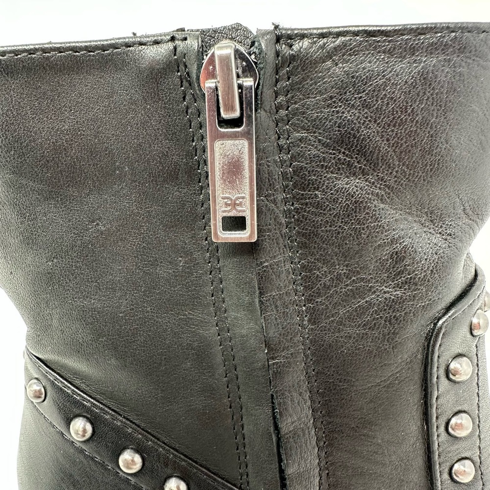 Sam Edelman size 5 black ankle‎ boots booties fringe studded side zip Bernie - Picture 7 of 11